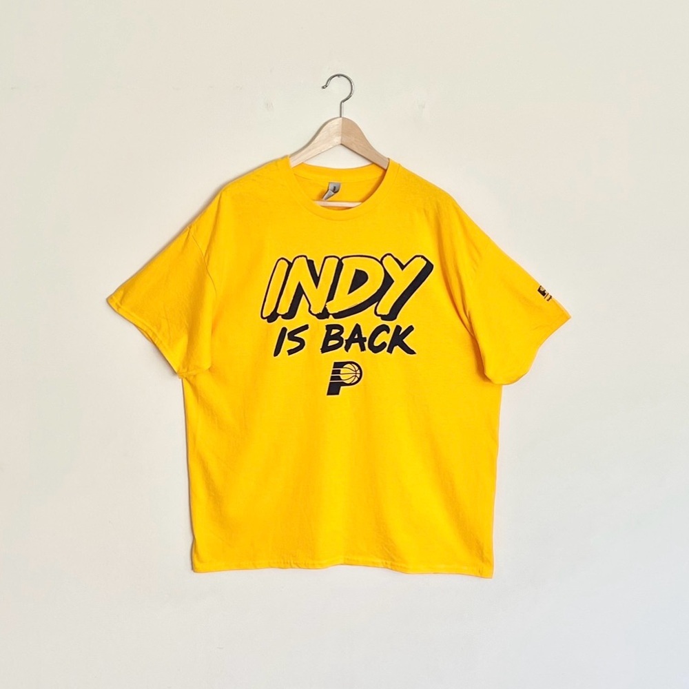 NEW NBA Indiana Pacers Playoff Game 3 Indy Is Back Yellow T Shirt Adult size XL